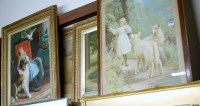 Lot 1025 - A framed Pears print 'Stray Lambs', together...