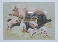 Lot 1034 - Assorted pictures, prints, needlework, studies,...