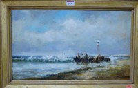 Lot 1036 - 20th century Russian school - beach scene, oil,...