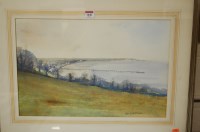 Lot 1040 - Peter Lloyd-Davies - view over a bay with pier,...