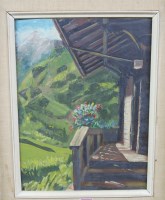 Lot 1042 - E Loram - windmill, oil on mill board, and two...