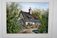 Lot 1051 - R Siger - Cottage at Edwardstone, ink and...