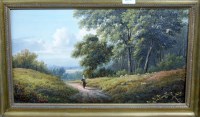 Lot 1055 - J.B. Cook - Figure on a lone path near Witney,...