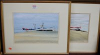 Lot 1056 - Susanne Hammond - The boats on Aldeburgh beach,...