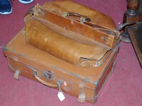 Lot 1082 - A modern tan leather Gladstone bag; together...