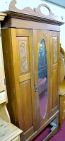 Lot 1106 - An Edwardian satin walnut single mirror door...