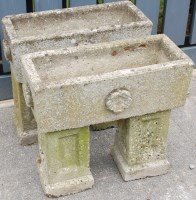 Lot 1131 - A pair of reconstituted stone rectangular...