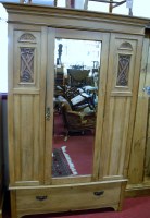 Lot 1142 - An Edwardian satin walnut single mirror door...