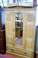 Lot 1143 - An Edwardian satin walnut single mirror door...