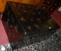 Lot 1166 - An Eastern black lacquered hinge top...