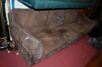 Lot 1168 - A contemporary suede upholstered three seater...