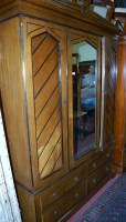 Lot 1174 - A late Victorian ash three door wardrobe,...