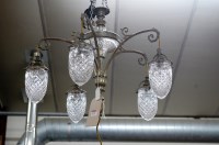 Lot 1271 - An Art Nouveau steel and cut glass hanging...