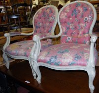 Lot 1297 - A pair of Victorian painted and pink floral...