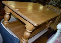 Lot 1300 - A modern pine round cornered two-tier coffee...