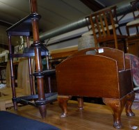 Lot 1301 - A walnut twin division magazine rack; together...