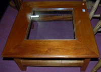 Lot 1333 - A hardwood and glass inset square section low...