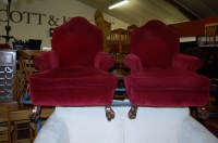 Lot 1340 - A pair of Dutch style walnut and red...