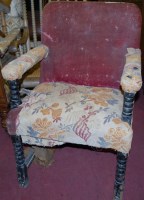 Lot 1350 - A pair of 19th century ebonised bobbin turned...