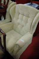 Lot 1359 - A modern floral upholstered buttonback three...
