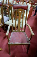 Lot 1361 - A set of six early 20th century oak slatback...