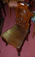 Lot 1363 - A Victorian oak panelled seat single hall...
