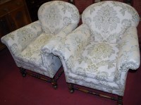 Lot 1373 - A pair of early 20th century walnut framed and...