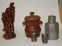 Lot 60 - An early 20th century Chinese style pewter tea...