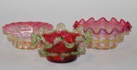 Lot 158 - A Victorian Uranium glass and cranberry tinted...