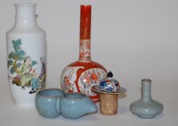 Lot 169 - A Japanese Meiji period kutani bottle vase;...
