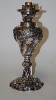 Lot 171 - A Victorian silver plated oil lamp base, the...