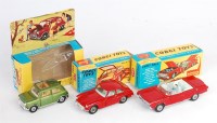Lot 1693 - Corgi Toys, 327 MGB GT, dark red body, light...