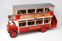 Lot 3213 - Triang, rare early wooden Double Deck Open Cab...