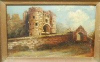 Lot 1052 - Late 19th century school - castle walls, oil...