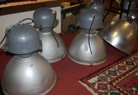 Lot 1141 - A set of five industrial aluminium hanging...