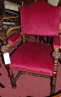 Lot 1367 - A late 19th century oak framed and red...