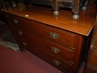 Lot 1423 - An Edwardian walnut three drawer dressing chest