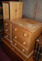 Lot 1451 - A modern pine three drawer bedside chest;...