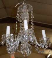 Lot 1280 - A cut crystal glass five light hanging...