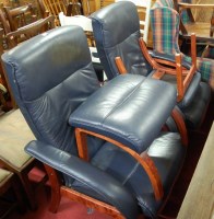 Lot 1380 - A pair of contemporary beech framed and blue...