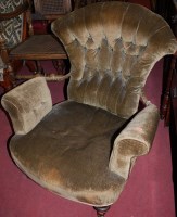 Lot 1373 - A late Victorian green buttonback upholstered...