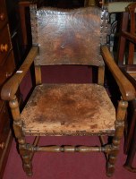 Lot 1374 - A set of ten Cromwellian style moulded oak tan...