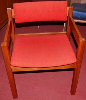 Lot 1386 - A pair of 1970s teak framed and upholstered...