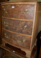 Lot 1396 - A figured walnut and crossbanded bowfront...