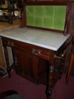Lot 1409 - An Edwardian walnut white variegated marble...