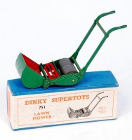 Lot 1951 - Dinky Toys, 751 lawn mower, green and red body...