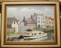 Lot 1021 - P M Walls - The Boatyard, Christchurch, oil on...
