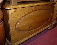Lot 1227 - A modern pine round cornered hinge-top blanket...