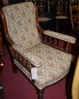Lot 1375 - A late Victorian mahogany framed library chair,...