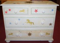 Lot 1380 - A modern painted pine chest of two short over...
